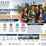 Asian International University Admission 2026 complete guide banner featuring the university campus, students, eligibility criteria, admission process, fee structure, scholarships and important admission dates.