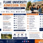 FLAME University Admission 2026 complete guide banner featuring the FLAME University campus, students, eligibility criteria, admission process, scholarships, placements and important admission dates.