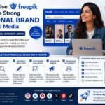 Content creator using Freepik templates, graphics, and AI design tools to create consistent social media posts and strengthen their personal brand online.