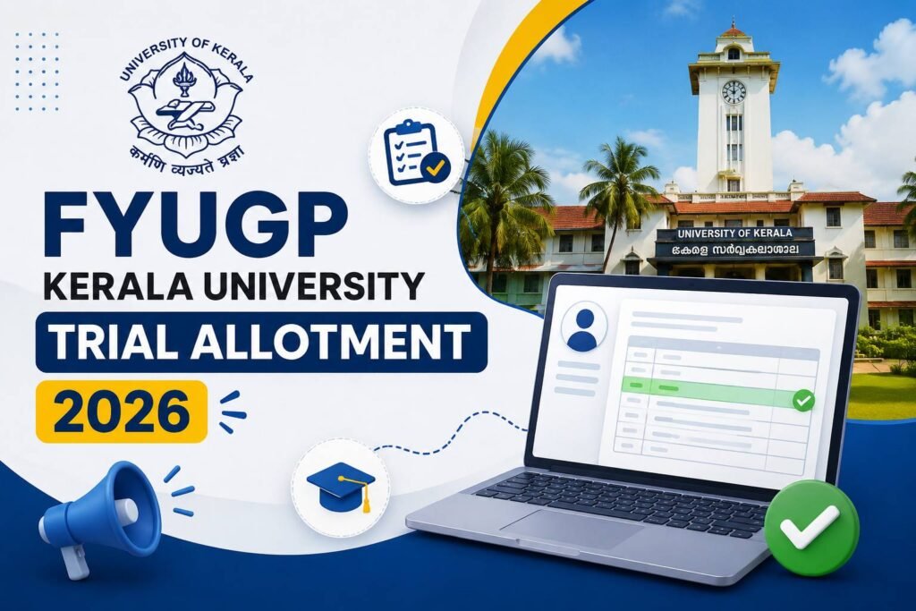 FYUGP Kerala University Trial Allotment 2026 admission portal banner