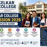 Kelkar College Admission 2026 complete guide banner featuring the college campus, students, eligibility criteria, admission process, fee structure, scholarships and important dates.