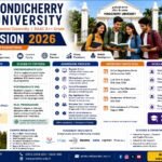 Pondicherry University Admission 2026 complete guide banner featuring the university campus, students, eligibility criteria, admission process, fee structure, scholarships and important admission dates.