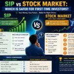 First-time investor comparing SIP mutual funds and direct stock market investments using financial charts, portfolio analysis, and risk assessment tools.